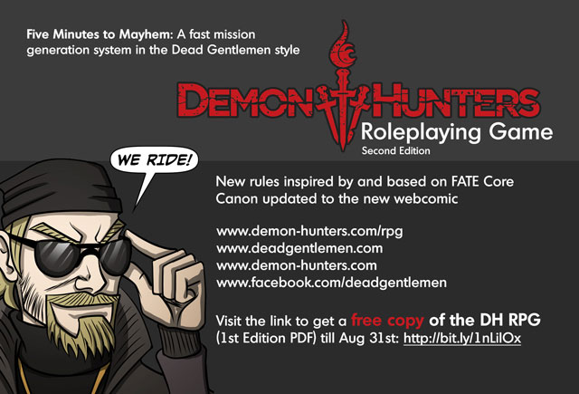 Demon Hunters RPG Kickstarter Postcard - Back